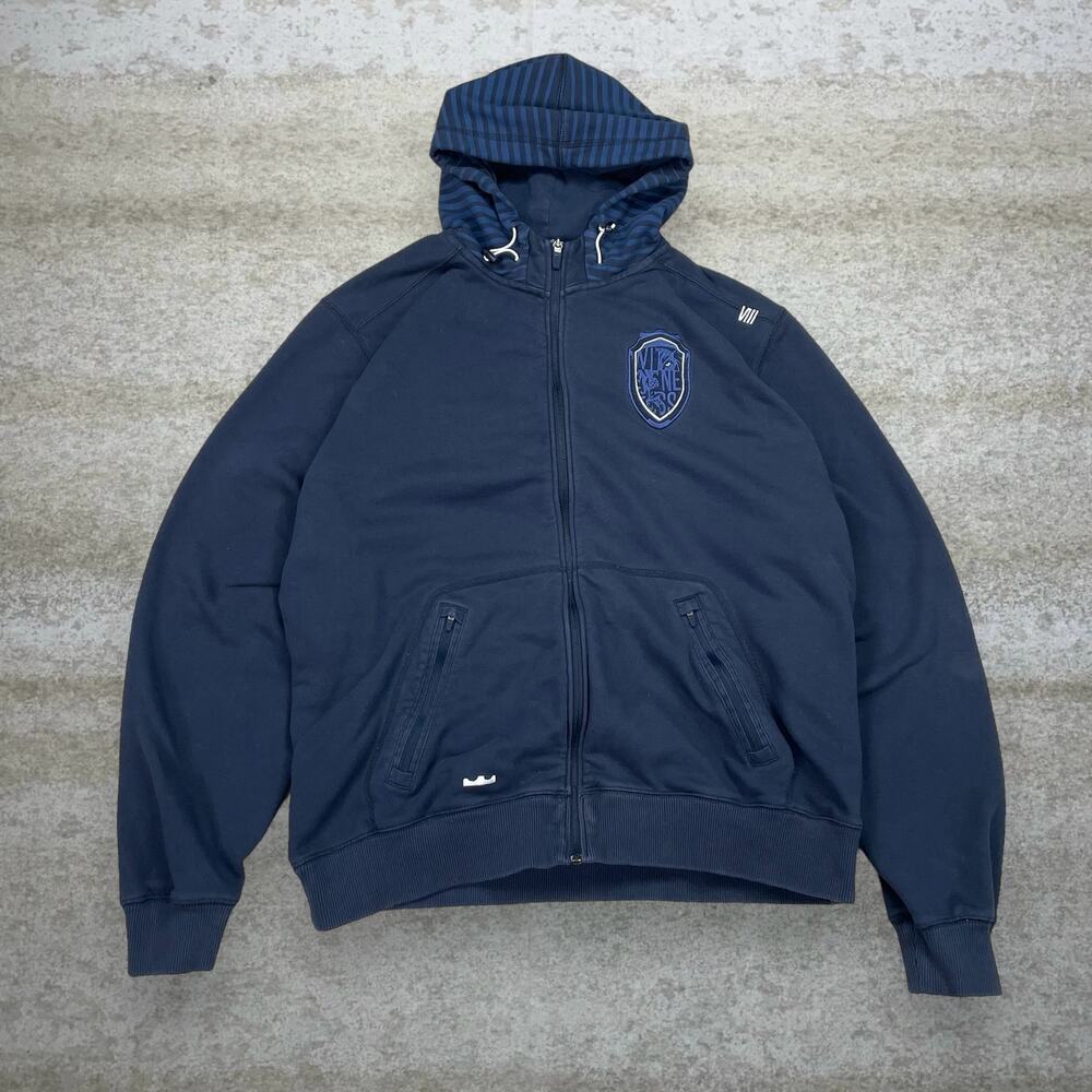 Vintage Y2K Nike Lebron Hoodie Mens 2XL Navy Blue Cotton Lion Logo White Black